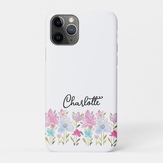 Mooie Waterverf Wilde Bloemen met Initiaalmonogram Case-Mate iPhone Case (Achterkant)