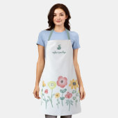 Mooie Waterverf Wilde Bloemen met Monogram Schort (Gedragen)