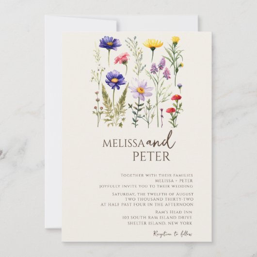 Mooie Waterverf Wildflower Botanica Foto Kaart (Voorkant)