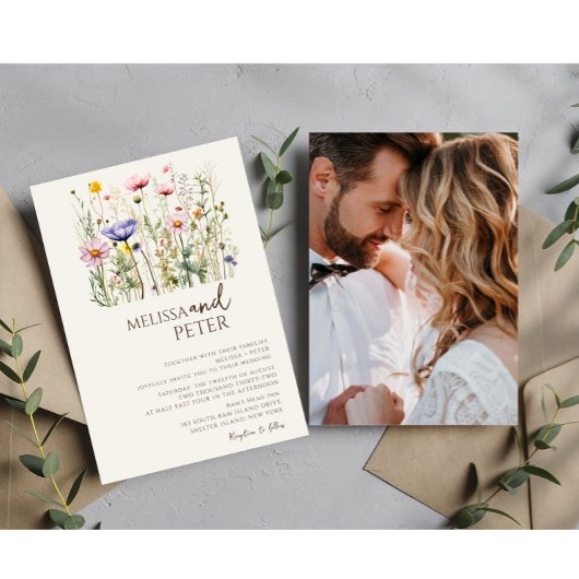 Mooie Waterverf Wildflower Botanica Foto Kaart