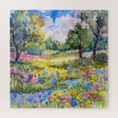 Mooie Waterverf Wildflower Field Legpuzzel (Verticaal)