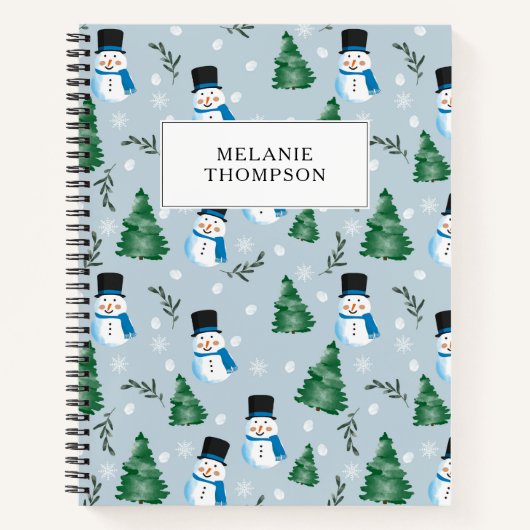 Mooie waterverf winter snoei patroon Kerstmis  Notitieboek (Voorkant)