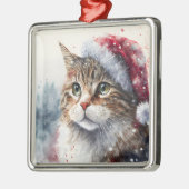 MOOIE WATERVERF WINTER TABBY KAT GEZICHT METALEN ORNAMENT (Links)
