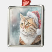 MOOIE WATERVERF WINTER TABBY KAT GEZICHT METALEN ORNAMENT (Links)