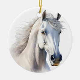 MOOIE WATERVERF WITTE PAARDENGEZICHT KERAMISCH ORNAMENT