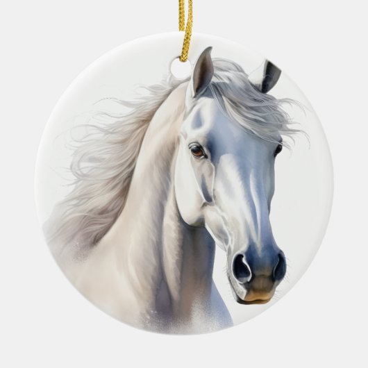 MOOIE WATERVERF WITTE PAARDENGEZICHT KERAMISCH ORNAMENT (Voorkant)
