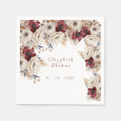 Mooie Waterverf witte rozen bordeaux papavers Servet (Voorkant)