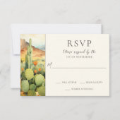 Mooie Waterverf woestijncactus bruiloft RSVP Kaartje (Voorkant)