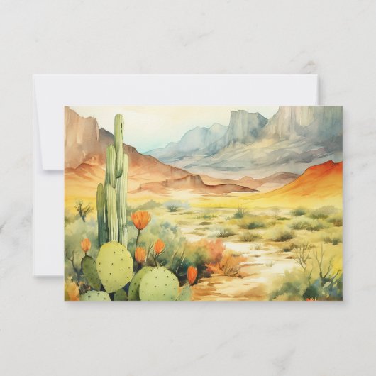 Mooie Waterverf woestijncactus bruiloft RSVP Kaartje (Achterkant)