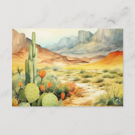 Mooie Waterverf woestijncactus trouwgegevens Informatiekaartje (Achterkant)