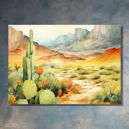 Mooie Waterverf woestijncactus trouwgegevens Informatiekaartje