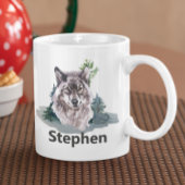 Mooie Waterverf Wolf Persoonlijke naam Koffiemok