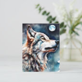 Mooie Waterverf Wolf Wenskaart Kaart (Staand voorkant)