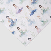 Mooie Waterverf Yoga Meisjes Mediteren Natuur Tissuepapier (Detail)