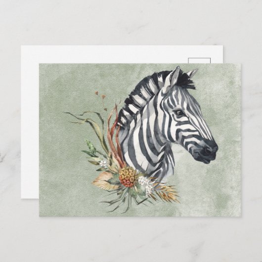 Mooie Waterverf Zebra Briefkaart (Voorkant / Achterkant)