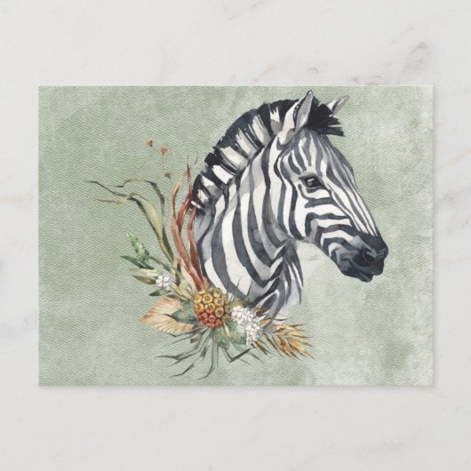 Mooie Waterverf Zebra Briefkaart (Voorkant)