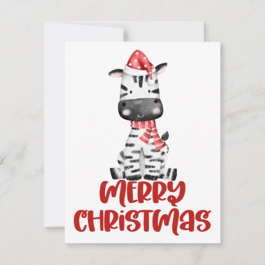 Mooie waterverf zebra kerstkaart (Voorkant)