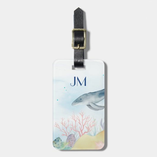 Mooie waterverf zee leven bagagelabel (Voorkant verticaal)