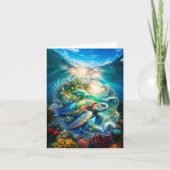 Mooie Waterverf Zee Schildpad Wenskaart Kaart (Voorkant)