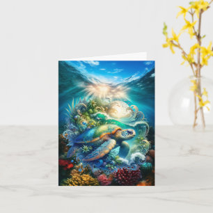 Mooie Waterverf Zee Schildpad Wenskaart Kaart