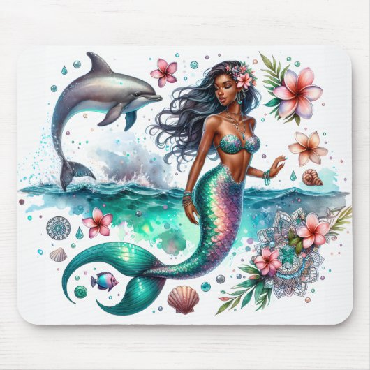 Mooie Waterverf Zeemeermin Muismat (Voorkant)