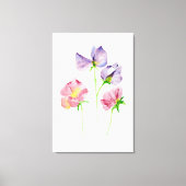 Mooie Waterverf Zoete Erwten Roze Paarse Canvas Afdruk (Voorkant)