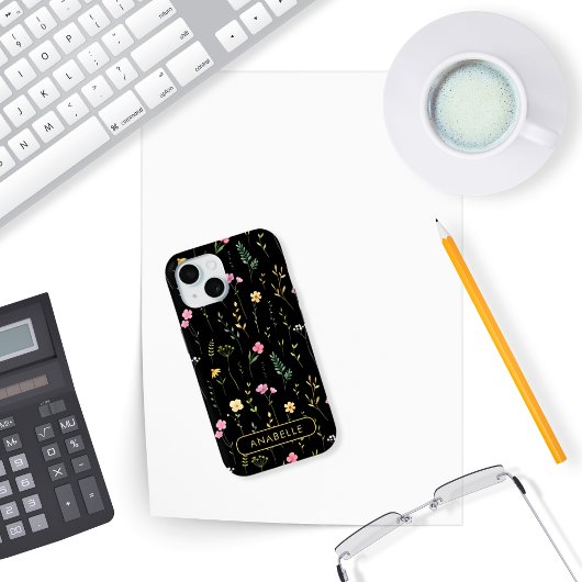 Mooie waterverf zomer wilde bloemen monogram Case-Mate iPhone case