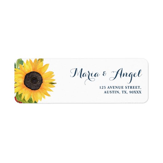 Mooie waterverf zonnebloem adreslabel etiket (Voorkant)