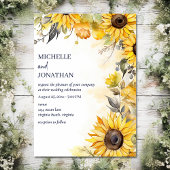 Mooie Waterverf Zonnebloem Alles in een bruiloft Kaart