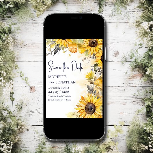 Mooie Waterverf Zonnebloem Alles in een bruiloft Kaart