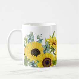 Mooie waterverf zonnebloem bloem koffiemok