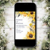 Mooie Waterverf Zonnebloem Bloemen Bruiloft Kaart