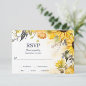 Mooie Waterverf Zonnebloem Bloemen Bruiloft RSVP Kaartje (Staand voorkant)