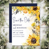 Mooie Waterverf Zonnebloem Bloemen Bruiloft Save The Date