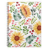 Mooie Waterverf zonnebloemen en bessen Notitieboek (Voorkant)