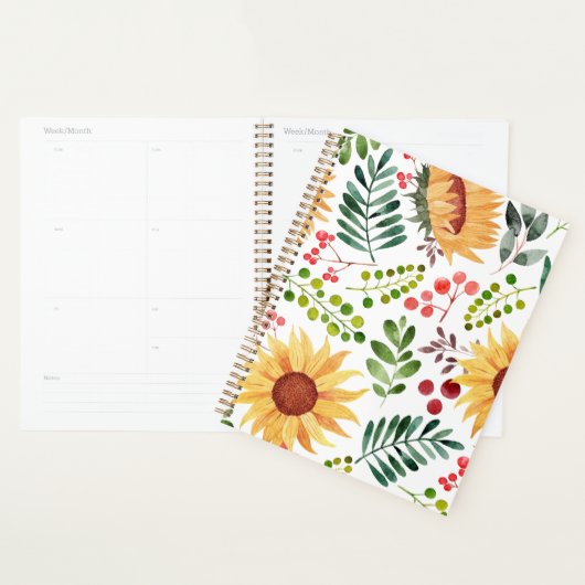 Mooie Waterverf zonnebloemen en bessen  Planner (Display)