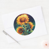 Mooie Waterverf zonnebloemen Ronde Sticker (Envelop)