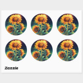 Mooie Waterverf zonnebloemen Ronde Sticker (Vel)
