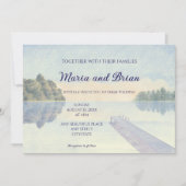 Mooie waterverf zonsondergang meer bruiloft kaart (Voorkant)