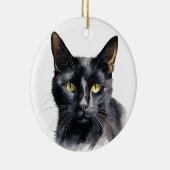 MOOIE WATERVERF ZWARTE KAT MET KORT HAAR KERAMISCH ORNAMENT (Rechts)