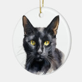 MOOIE WATERVERF ZWARTE KAT MET KORT HAAR KERAMISCH ORNAMENT (Links)