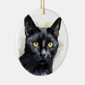 MOOIE WATERVERF ZWARTE KAT MET KORT HAAR KERAMISCH ORNAMENT (Rechts)