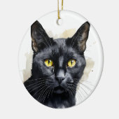 MOOIE WATERVERF ZWARTE KAT MET KORT HAAR KERAMISCH ORNAMENT (Links)