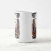 MOOIE WATERVERF ZWARTE KAT ZITTEND IN RAAM KOFFIEMOK (Center)