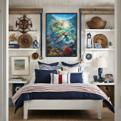 Mooie Waterverf zwemmen Zee schildpad Canvas Afdruk