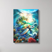 Mooie Waterverf zwemmen Zee schildpad Canvas Afdruk (Voorkant)