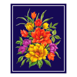 Mooie waterverfboeket bloemen-34123 foto afdruk