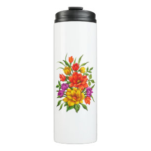 Mooie Waterverfboeket Bloemen-34123 Thermosbeker