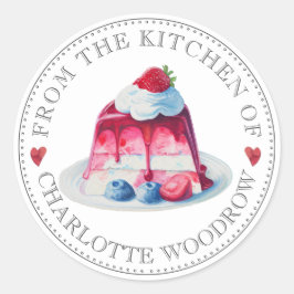 Mooie waterverfglasuurcake dessert ronde sticker