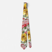 Mooie waterverfinkt rode gele rozen stropdas (Voorkant)